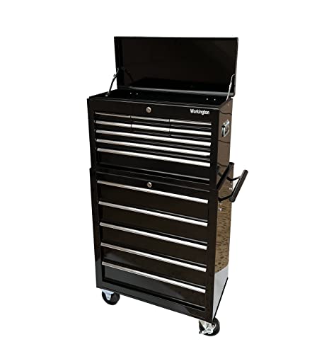 Workington Rolling Metal Tool Chest With 5 Drawers, 24" 5-Drawer Tool Chest Cabinet With Ball Bearing Drawer Slides, Steel Tool Storage Box Organizer 4101 Black #TOP6