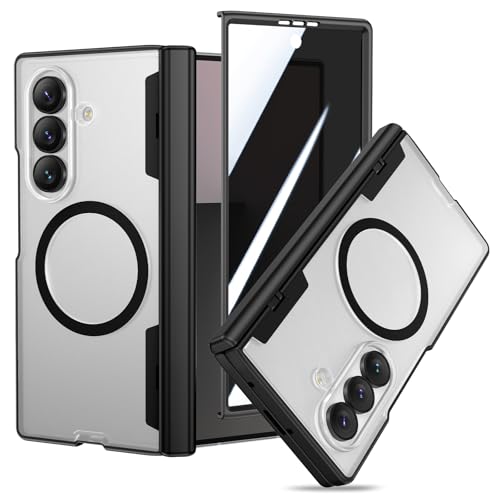 Doeshine for Samsung Galaxy Z Fold 7 Case with Mag-Safe & Magnetic Charging Front Privacy Screen Protector & Hinge Protection Translucent Hard Resistant Shockproof Cover for Z Fold 7 (Black)