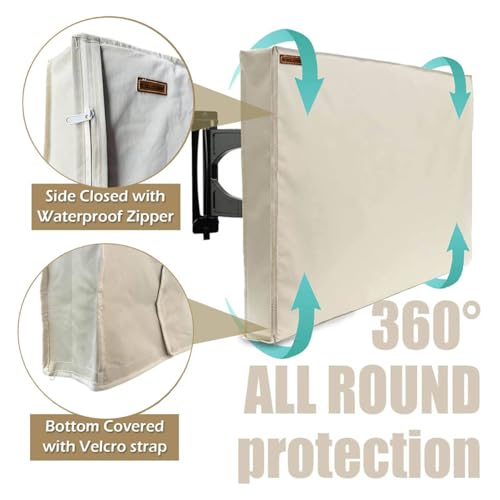 IC ICLOVER Outdoor TV Cover 80-85 inch, 600D Heavy Duty 4 Season Weatherproof TV Protector with Waterproof Zipper & Bottom Cover & Remote Control Pocket, Television Covers for Outside Flat Screen TVs by IC ICLOVER - Image 5