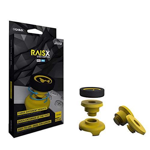 GAIMX RAISX CORE PS5 PS4 Supporto comando / Supporto di puntamento – ottimizzatore per amplificazione, accessori Playstation 4 e 5, prolunga thumbstick in tre diverse altezze, colore: giallo