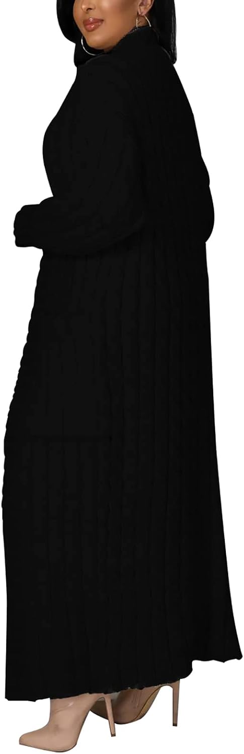 SHINFY Women Long Sleeve Open Front Knit Long Cardigan Casual Knitted Maxi Sweater Coat Outwear with Pockets