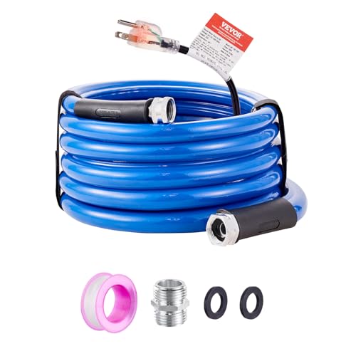 VEVOR 15ft Heated Water Hose for RV, Heated Drinking Water Hose Antifreeze to -45°F, Automatic Self-regulating, 5/8" I.D. with 3/4" GHT Adapter, Lead and BPA Free by VEVOR - Used condition - US$22.48