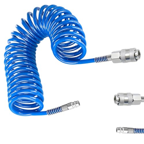 AMONENZ Tuyau Compresseur D'air, 9 m Flexible Compresseur Air, Diamètre Extérieur 6 mm, Diamètre Intérieur 4 mm, Tuyau Pneumatique avec Raccord Rapide, pour Outils Pneumatiques, Pompes à Air