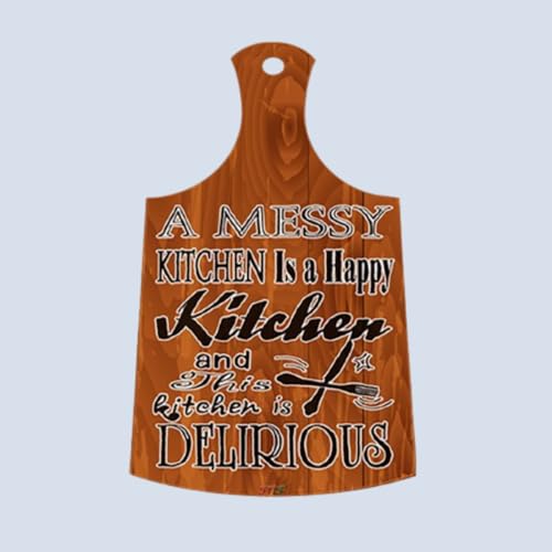 Image of PNF Poster And Frames A messy Kitchen is a happy kitchen Quote Wall art & Door Hanging Frame For Kitchen, Dining, restaurants Decor | Walland home Decor for Living Room | Room Decor Wall Decor Items For Bedroom | (Wooden, 11x9 Inch,brown)-69-1