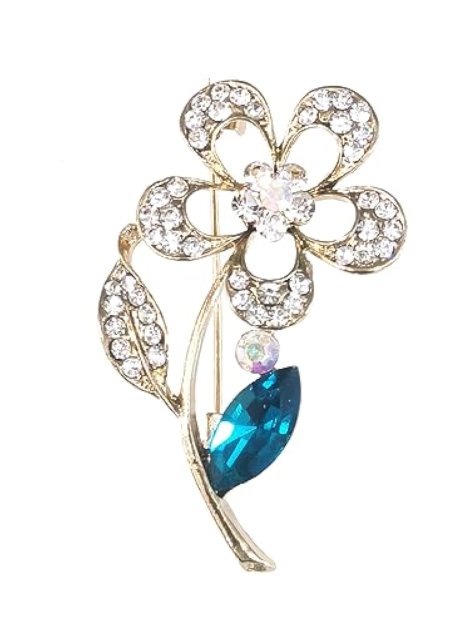 Crystal Rhinestone Big Flower Floral Brooch, Elegant Gift