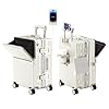 Carry on suitcase Zipperless Luggage,Polycarbonate Aluminum Hard Shell, Expandable Carry-On Suitcase with Spinner Wheels, 20 Inch Cabin