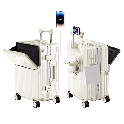 Carry on suitcase Zipperless Luggage,Polycarbonate Aluminum Hard Shell, Expandable Carry-On Suitcase with Spinner Wheels, 20 Inch Cabin