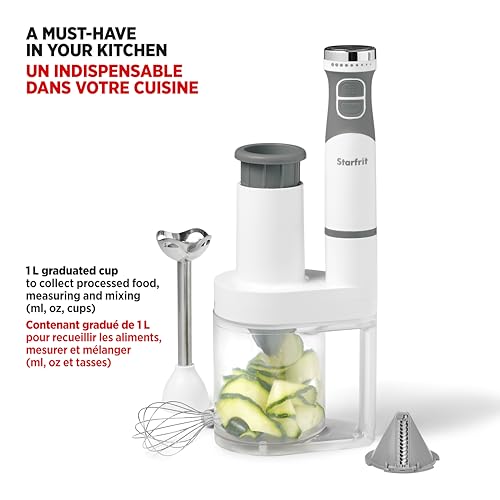 Starfrit 4-in-1 Hand Blender & Spiralizer Set - Blending Arm, Whisk, Slicing & Fine Spiral Blade - 10 Speed - 250W by Starfrit - Image 5