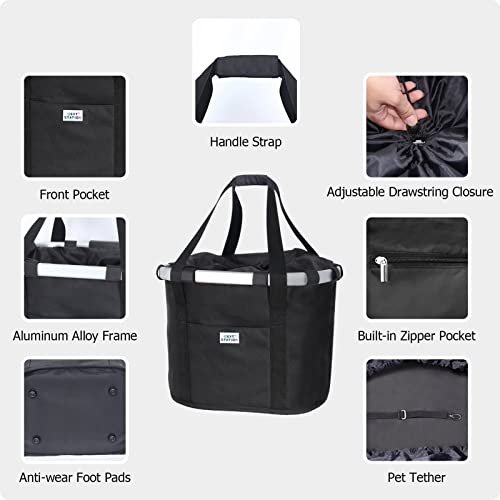 Next Station Bike Basket for Women, Bicycle Handlebar Basket for Small Dog Cat, Easy Install and Quick Release Multi-Purpose Picnic Basket Shopping Bag