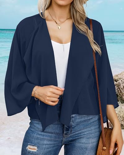Image of Womens Summer Tops Short Shrugs Kimono Cardigans Casual Chiffon Bolero Jackets 2026