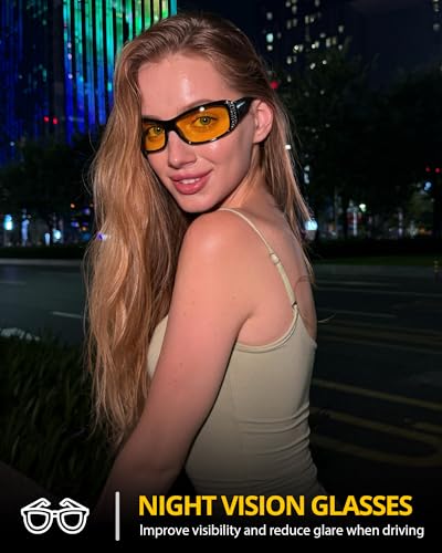 LVIOE Night Vision Glasses for Driving Anti Glare Night Driving Glasses Polarized Yellow Tinted Lens for Women UV Protection2