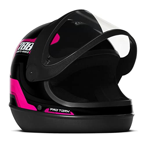 Capacete Moto Pro Tork Semiautomático Preto E Rosa 788 58