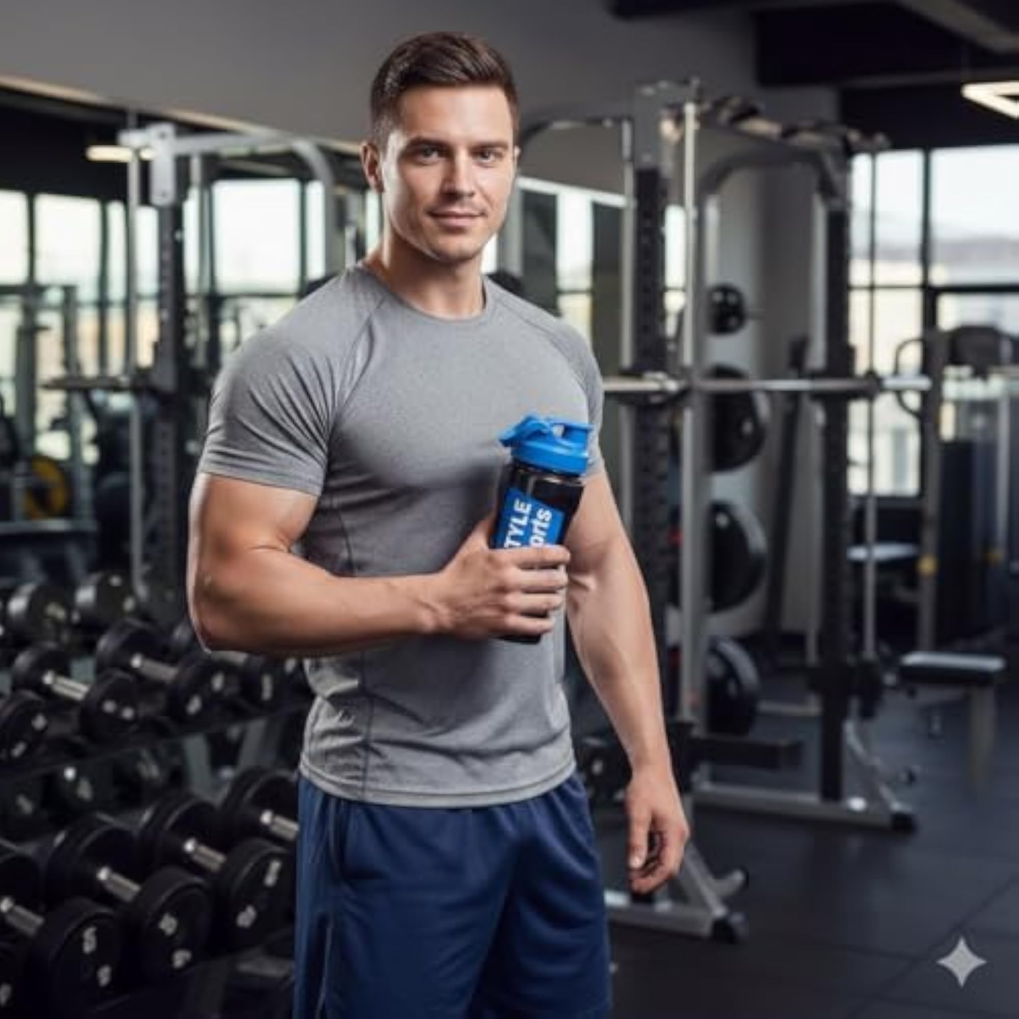 Fit Focus Gym Duffle Bag with Protein Shaker Bottle, Sipper