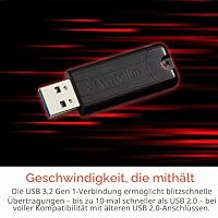 Verbatim PinStripe USB-Stick - 32 GB - High-Speed 3.0-Schnittstelle - externer Speicherstick mit Schiebefunktion - schwarz – Ansicht 5