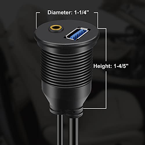 Batige Usb 3.0 & 3.5Mm Car Mount Flush Cable 3.5Mm + Usb3.0 Aux Extension Dash Panel Waterproof Mount Cable For Car Boat And Motorcycle - 3Ft #TOP4