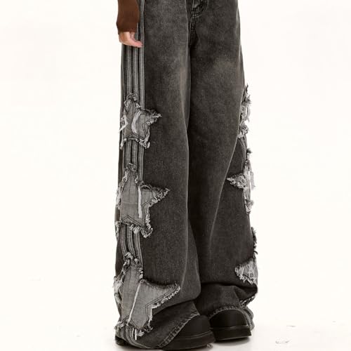 Retro Casual Pants American y2k Fashionable Street Style Loose Star Patch Jeans Suitable for Both Men and Women4