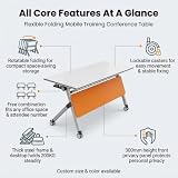 Foldable, modular, and mobile rectangular training/conference/office table on wheels; suitable for institutions and classrooms, Mobile flip-top training for conference and rooms