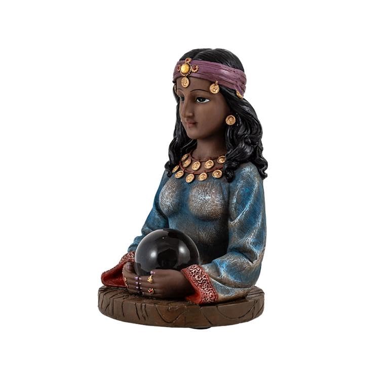 Busto de una Gitana con Bola de Resina Pintada a Mano 10x10x16 cm