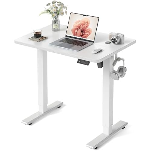 FEZIBO 32" Small Electric Standing Desk Height Adjustable Desk, White