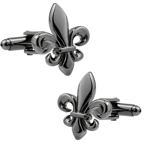 Mancuernillas Fleur-de-Lis Negro y Dorado