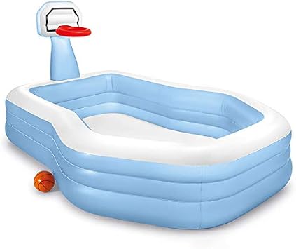 Family Inflatable Pool, Kids Basketball Toy Pool, Family Swimming Paddling Pool, Summer Family Garden Pool Kids Toy Pool, Water Park, Blue