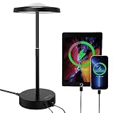 ALACOO Table Lamp with USB and Outlets Power & Type C Charging Port, Touch Desk Lamp Control Retract