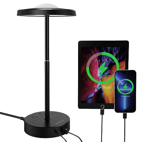 Alacoo Table Lamp With Usb And Outlets Power & Type C Charging Port, Touch Desk Lamp Control Retractable, 3 Way Dimmable, Lamp For Bedroom, Living Room, Home Office #TOP4