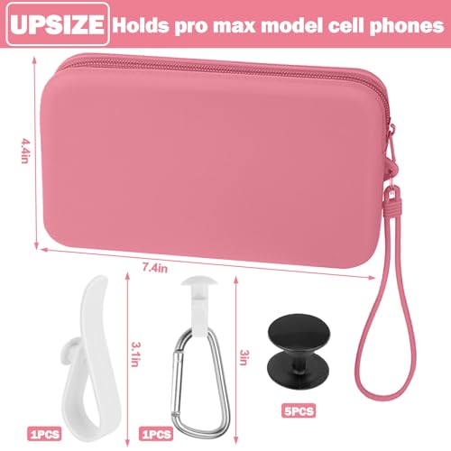 Image of Mity rain Silicone Wallet for Bogg Bag Phone Holder | Accessories Set for Bogg Bag Contain 2PCS Key Holder and Large Capacity Silicone Zipper Bag for Beach Bags Tote Bag (Pink)