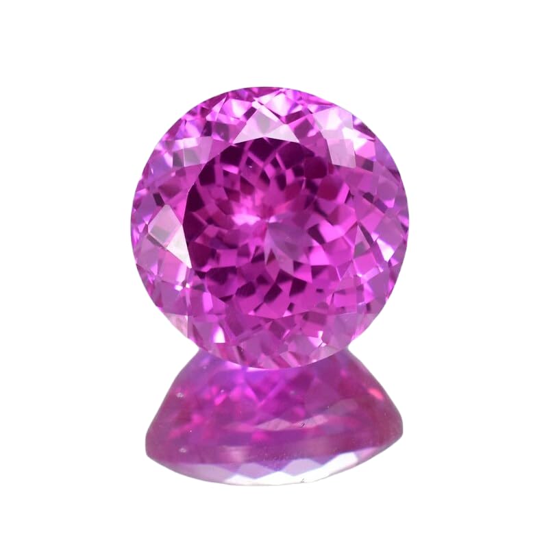Saphir rose véritable de 17 mm, gemme ronde haut de gamme pour joaillerie