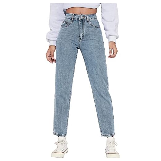 MakeMeChic Women's Straight Leg Jeans Casual High Waisted Denim Pants Light Wash M
