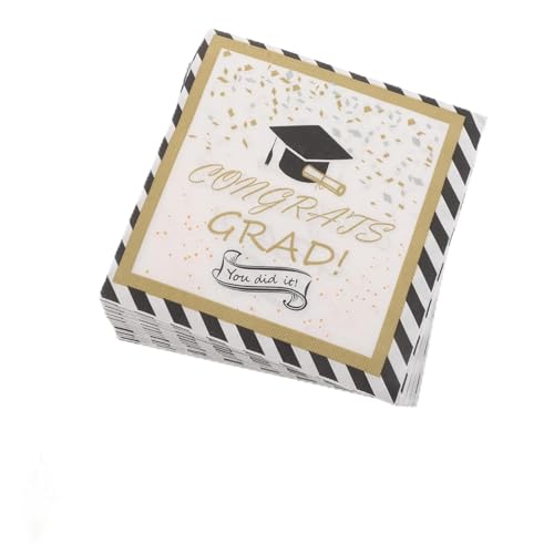 Serviettes de Graduation 40 Pièces, Serviettes en Papier 2 Couches 33 x 33 cm, Motif Chapeau de Diplôme, Décoration de Fête de Remise de Diplôme, Serviettes Jetables pour Table de Célébration