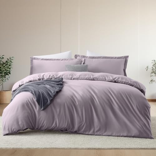 Hearth & Harbor Twin Size Comforter Set Dusty Purple, 6 Pieces Double Brushed Bedding Set, All Season Bed Set with Comforter, Duvet Cover, Sheets, Pillowcases & Shams