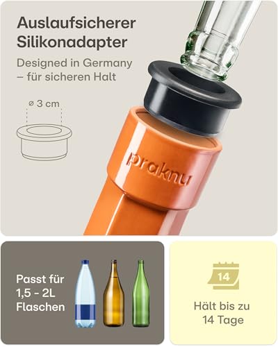 Praknu 6x Tonkegel Bewässerung Groß – Bis zu 14 Tage – Auslaufsicherem mit Adapter – Bewässerung für Zimmerpflanzen im Urlaub – Wasserspender Pflanzen – Bewässerungssystem
