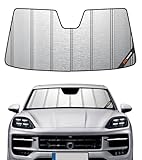 Pigenius Windshield Sunshade for Porsche Cayenne 2019-2026, Metallic Silver Finish