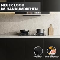 shinfly Möbel-Klebefolie Schwarz Matt 60 cm x 6 m | Küche Folieren Abwaschbare für Schränke, Tisch, Küchenfront, Tür DIY, Modern Dekorfolie Wasser-Schutz und öl-Schutz – Ansicht 4