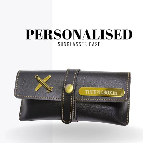 Image of Personalized Leather Goggle Cover | Custom Name | Unisex Faux Leather Eyewear Case with Button Closure | Travel-Friendly & Durable Sunglasses Holder for Men & Women