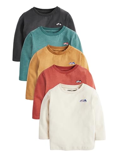 NEXT Jungen Langärmelige T-Shirts im 5er-Pack Mineral 68-74