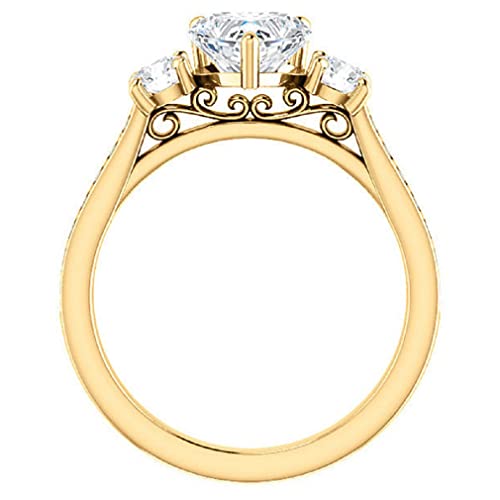 10K/14K/18K Solid Gold, 925 Silver Handmade Engagement Ring, 3 Ct Heart Cut Moissanite Solitaire Ring Diamond Wedding Ring Set For Women/Her, Anniversary / Propose Gifts, Vvs1 Colorless (925 Silver (Yellow Gold Plated)) #TOP4