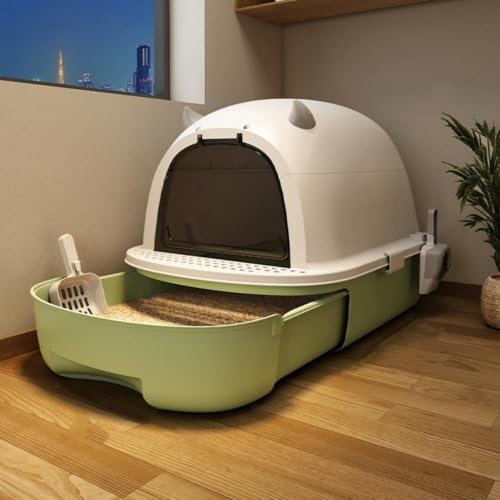 LumoLight 猫用トイレボックス、猫用トイレボックス、猫用トイレボックス、完全密閉型猫用トイレボックス、引き出しタイプ、シンプルなデザイン、蓋付き、広々とした、完全カバー、スタイリッシュ、猫砂の飛び散りを防ぎ、臭いを抑え、お手入れ簡単、清潔な猫用トイ