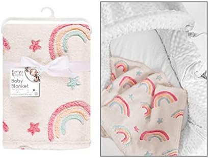 Baby Blanket Double Sided Soft Fleece for Girl  Cot Blanket for Newborn to Toddler  Pink Rainbow
