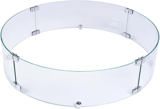 Elementi Plus Glass Wind Screen Outdoor Firepit Bowl Wind Guard Round Clear Fire Pit Glass Guard Fireplace Screen Tempered Glass Wind Shield Firepit Accessories - 25.4 x 25.4 Inches