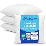 Flowen Cojines Sofa 40x40 Almohadones 4 Unidades Decorativos Relleno Cojin Hipoalergénico Antiácaros y Suave Cuadrado con Funda Exterior Almohada Respirable en Poliéster Blanco