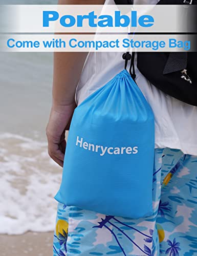 Henrycares Stranddecke Super Groß 200cm x 250cm für Strandurlaub Reisen Camping, Leicht und Tragbar, Schnelltrocknend Sandfrei und Wasserdicht - Blau