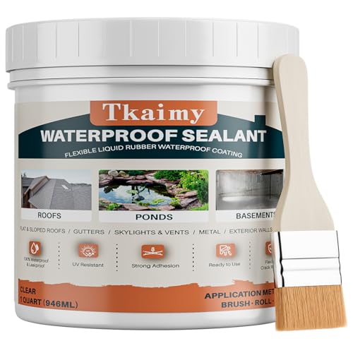 Tkaimy Invisible Waterproof Agent, 1 Quart, Transparent Waterproof Coating, Clear Water Proof and Leak Sealant Repair Roofs, Cracks, Walls, Indoor & Outdoor Liquid Water Proof Sealant