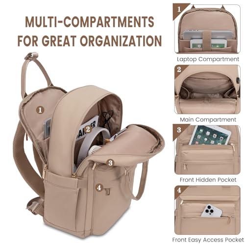 Image of LOVEVOOK Laptop Backpack for Women 15.6 Inch Laptop Bag with USB Port, Fashion Waterproof Backpacks Teacher Nurse Stylish Travel Bags Vintage Daypacks for College Work