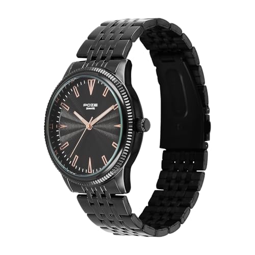 Image of Sonata Poze 8 Quartz Analog with Black Dial IP Black Stainless Steel Strap Watch for Men - SP70109NM01W