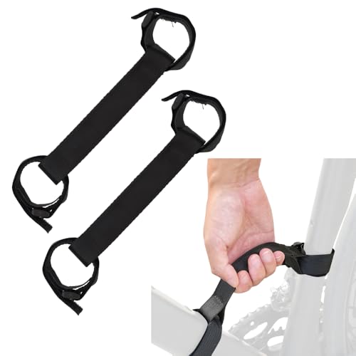 Bicycle Carrying Strap, 2 Pack Mountain Bike Frame Handle Carrying Lifter Bike Rack Strap for Road Mountain Bike, Portable and Labor-Saving, Black