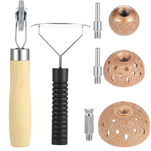 Afcabakila 8Pcs Tire Repair Patch Tools Tire Buffing Wheels 25/42/55mm Tungsten Steel Buffing Wheel Tires Patch Roller Scraping Cutter Kit for Car Truck Tube Bike Tires Grinding Polishing Accessories