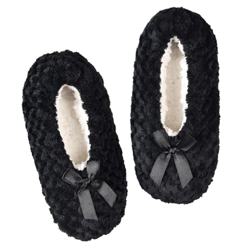 Harssidanzar Women's Slipper Socks Warm Adults Winter House Soft Slipper Non-Slip Ballet Washable RL014US