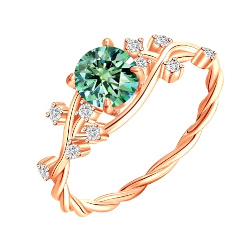 Anniversary Women Ring - 1CT Teal Moissanite Jewelry Wedding Gift S925 Silver Plated Rose Gold Engagement rings